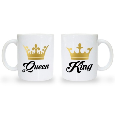 Kubki dla par zakochanych King Queen korony 2 szt.